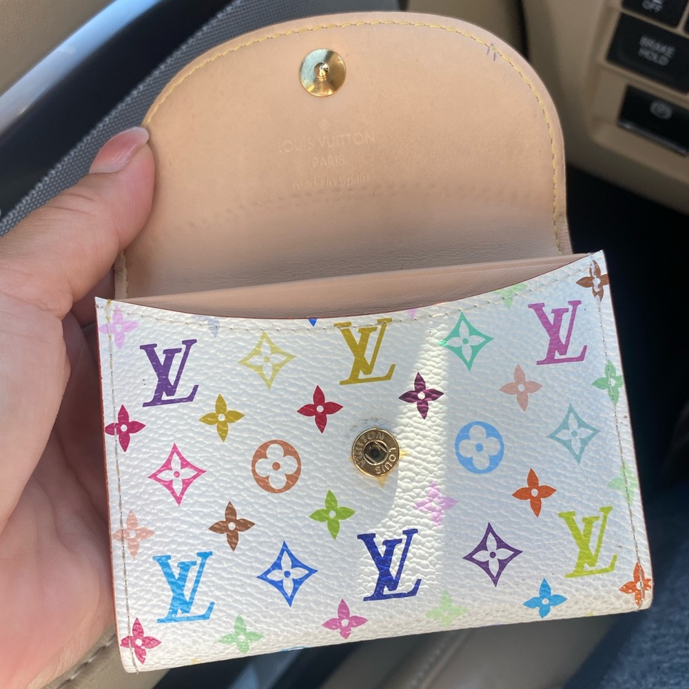 Reposhing  🤩 LV White Multicolor Flap Card coin case holder wallet 💚💛💗💙❤️💜 - Picture 3 of 16